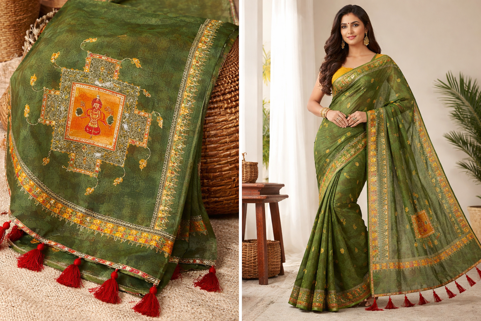 Batik Print Chanderi Saree