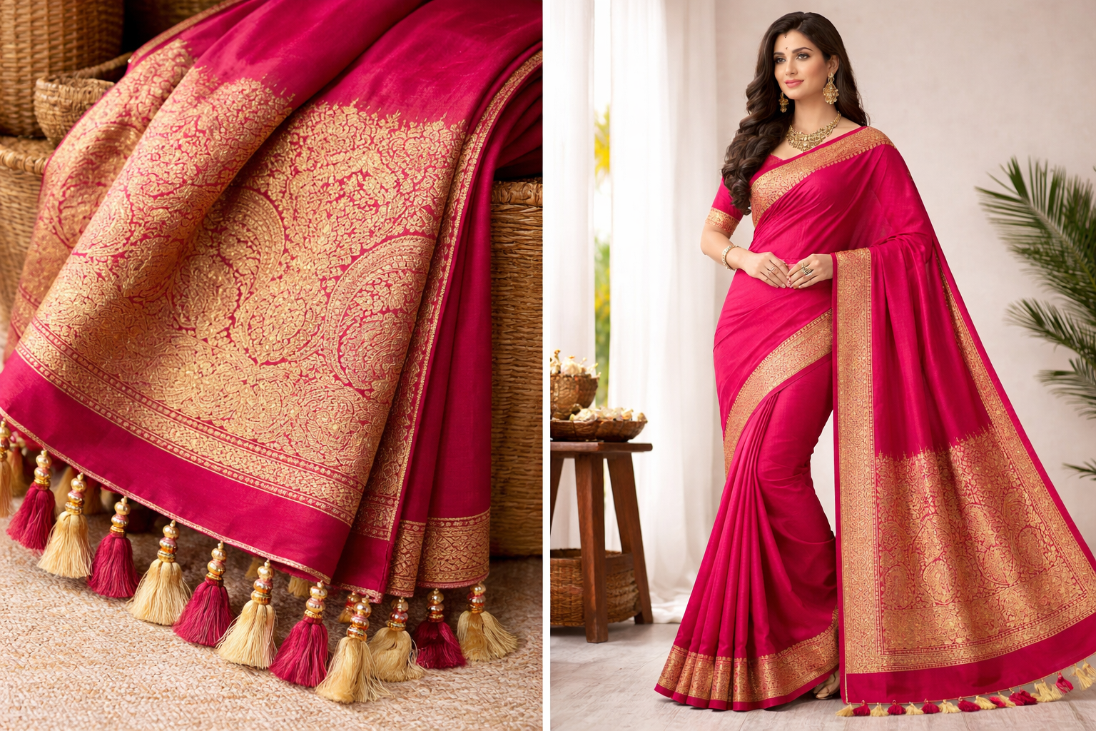 Fancy Khadi Pashmina Saree with Brocade Pallu