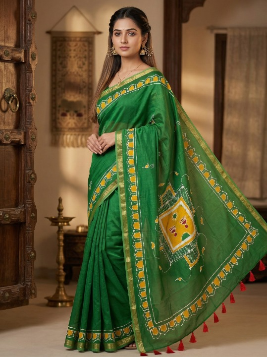 Batik Print Chanderi Saree