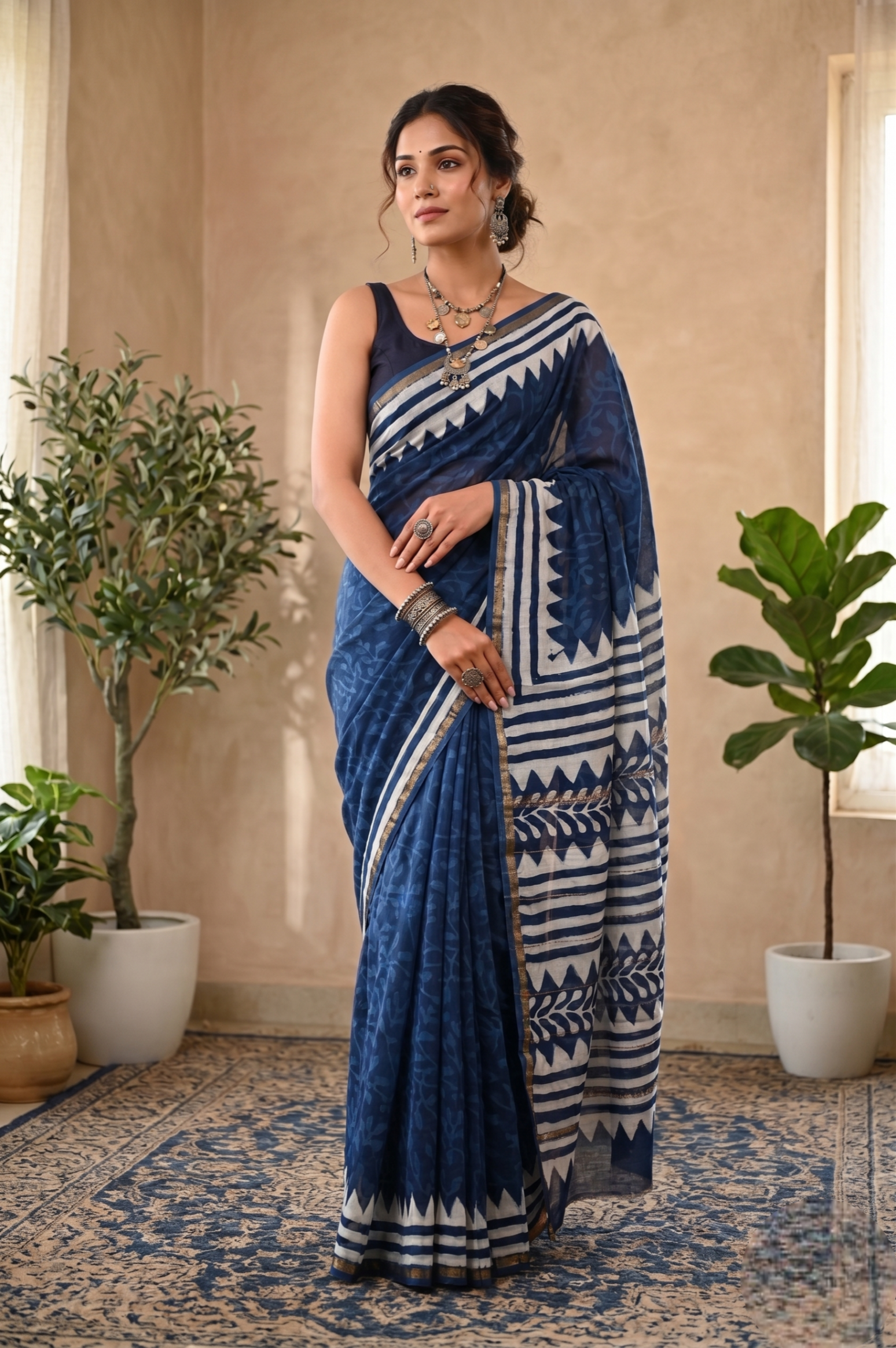 Royal Blue Chanderi saree