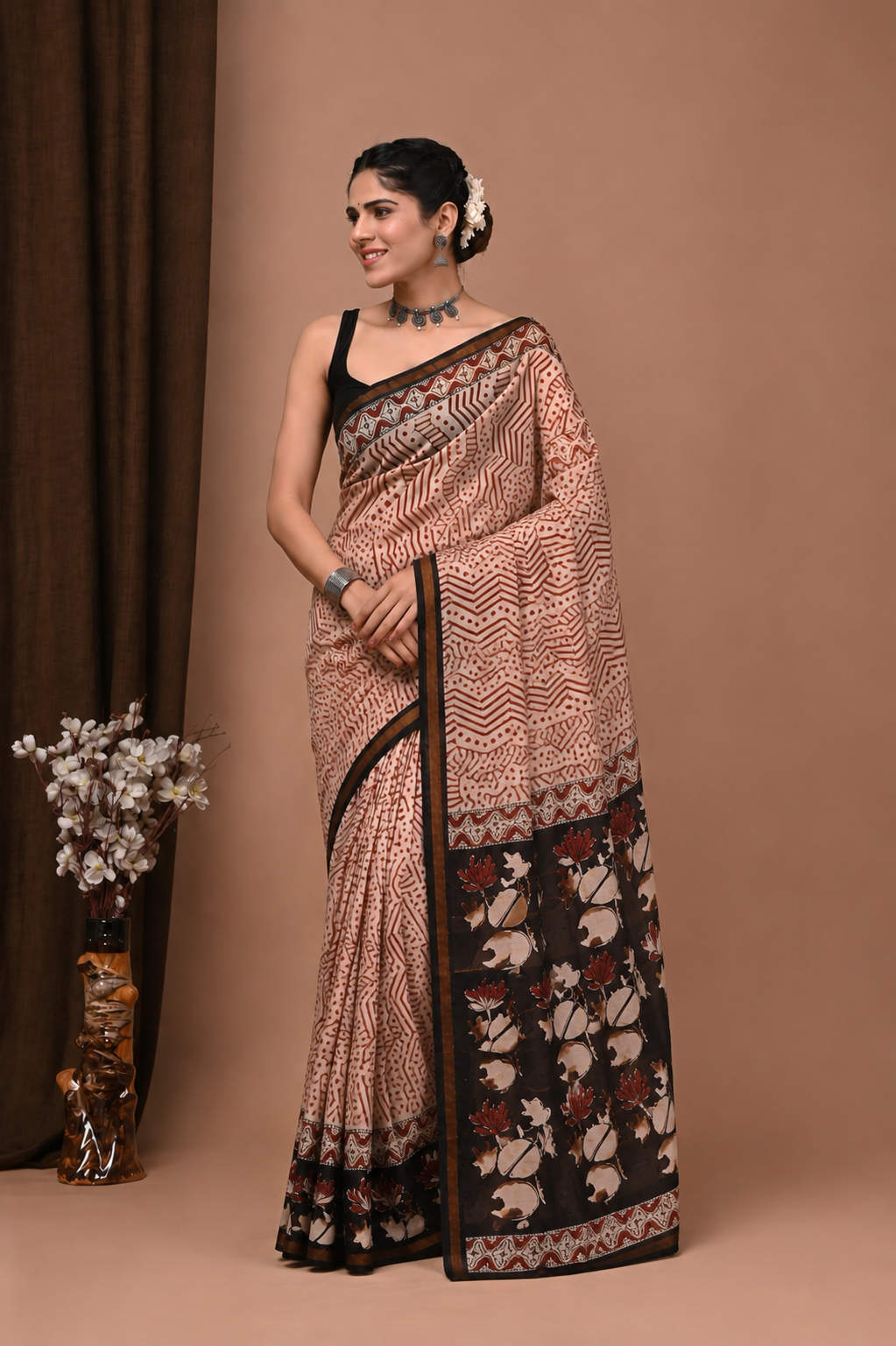 Soft Sand Beige Chanderi saree