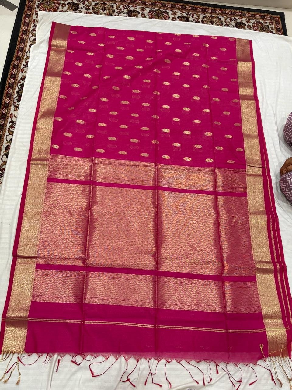 Cerise Pink Maheshwari saree