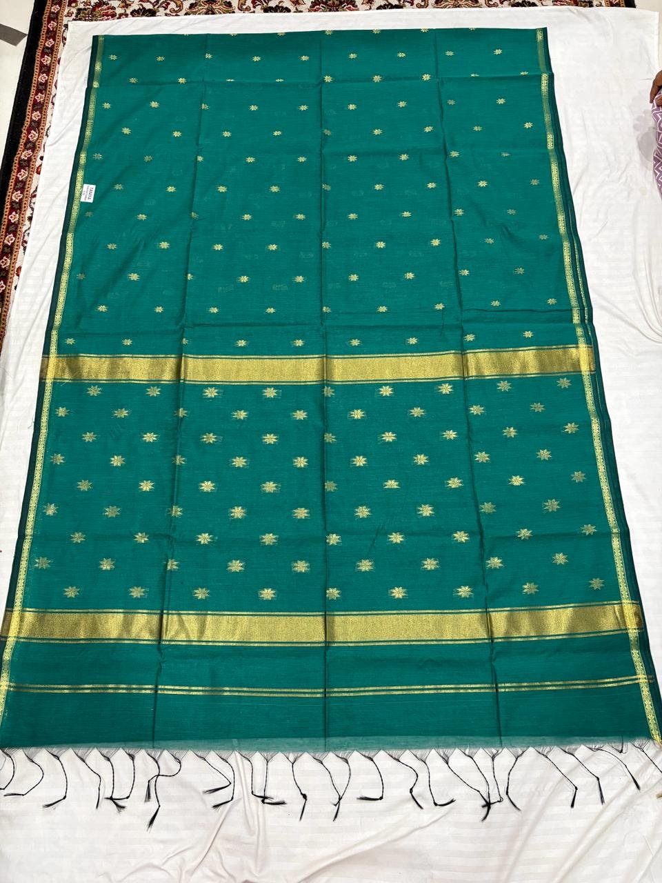Forest Green Maheshwari saree